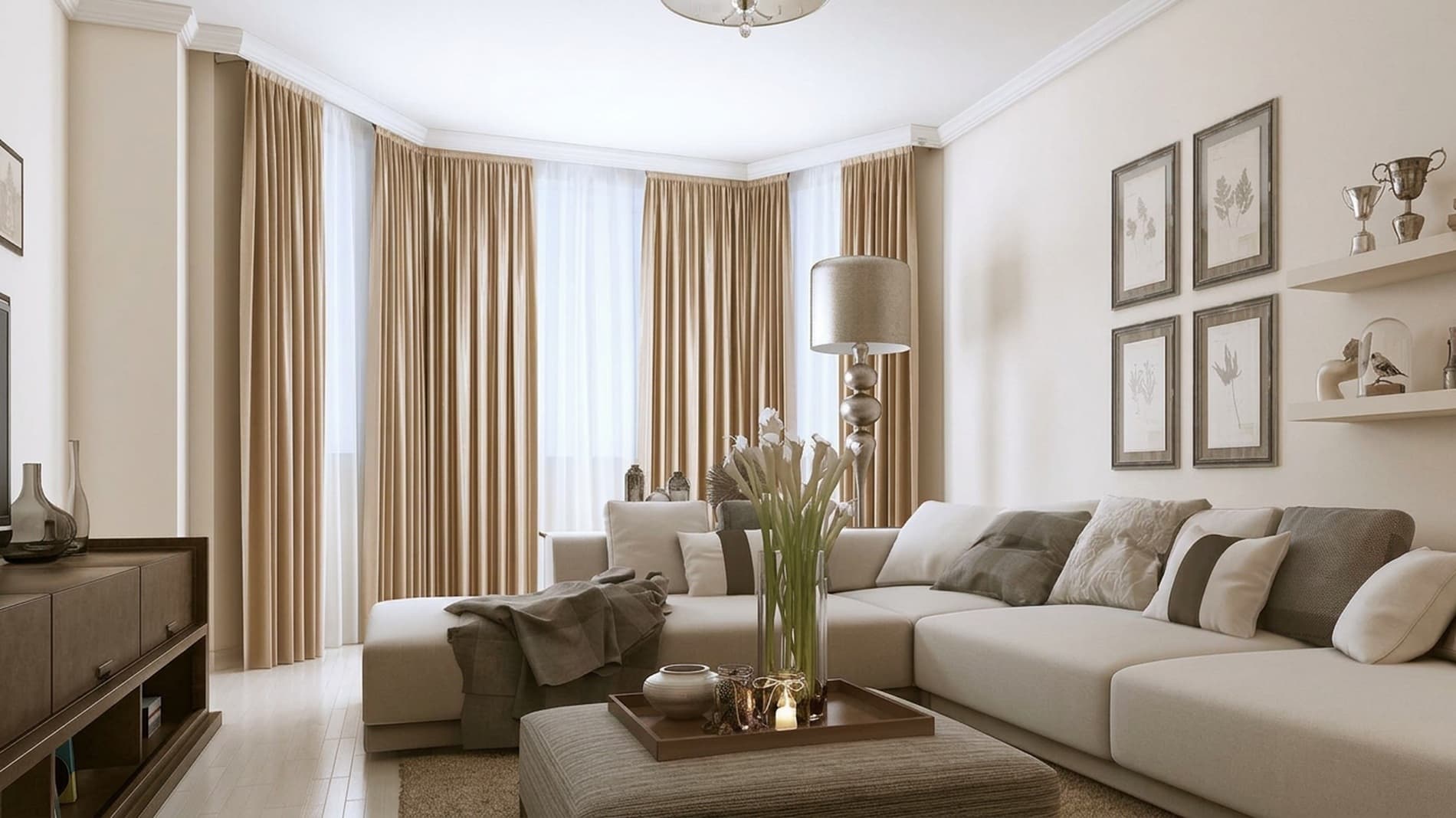 Wohnraum mit maßgefertigten Vorhängen von Elbers
