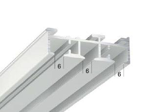 Flächenvorhang-Schiene, 3-läufig Aluminium |  - 600cm weiß