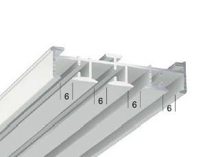 Flächenvorhang-Schiene, 4-läufig Aluminium |  - 600cm weiß