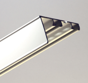 Aufbauschiene, Aluminium Profil 2-läufig | Blende 30mm - 640cm weiß