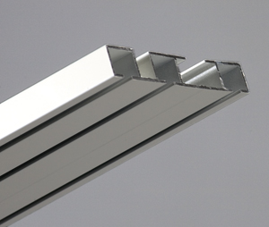 Aufbau-Vorhangschiene f. ALUFA, 3-läufig | Aluminium weiß - 640cm